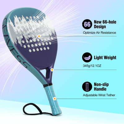 WOOWAVE Профессиональный Углеродный Волокно EVA Memory Core Soft Beach Tennis Racket Синий Падель