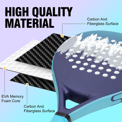 WOOWAVE Профессиональный Углеродный Волокно EVA Memory Core Soft Beach Tennis Racket Синий Падель
