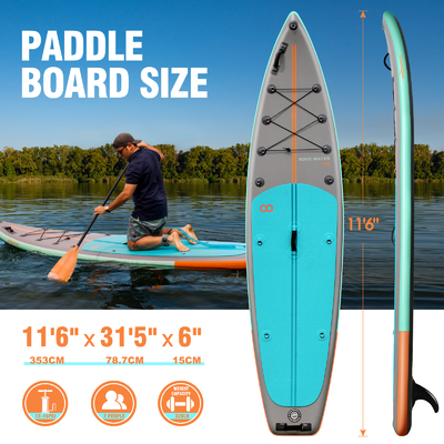 11'6&quot;x31'5&quot;x6&quot; Надувная стойкая гребная доска для озер рек сверхустойчивый дизайн