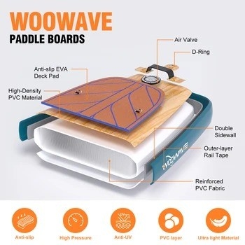 Настроенный цветной серф Leash Woowave ISUP бодиборд 10'2 'для озер рек и дизайна