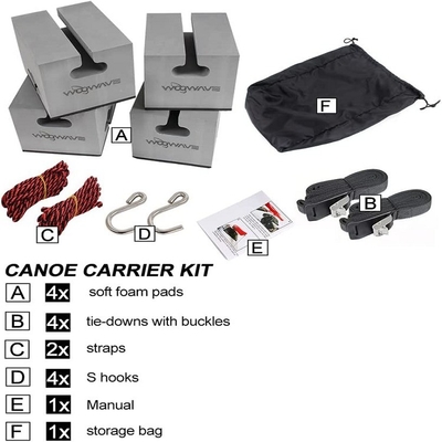 WOOWAVE Deluxe Soft Foam Block Canoe Carrier Kit для озер и рек