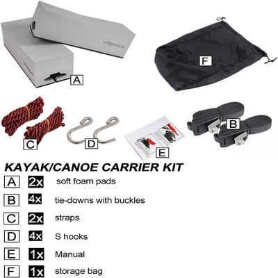 EVA Пенообразные крышечные стойки для озер рек WOOWAVE Deluxe Kayak Carrier Kit 12 дюймов