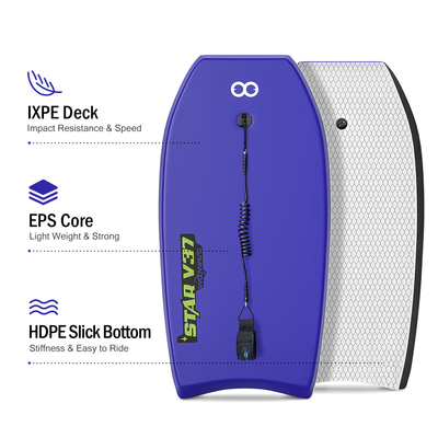 Детская 37-дюймовая мягкая доска для серфинга с ремнями и EPS Core Board Вес 1,42lbs