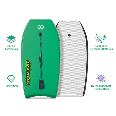 Борт вес 1.17lbs Woowave 33 дюймов Custom Design HDPE Shortboard Бодиборд для гонщиков