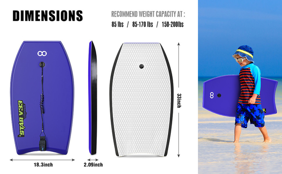 Борт вес 1.17lbs Woowave 33 дюймов Custom Design HDPE Shortboard Бодиборд для гонщиков